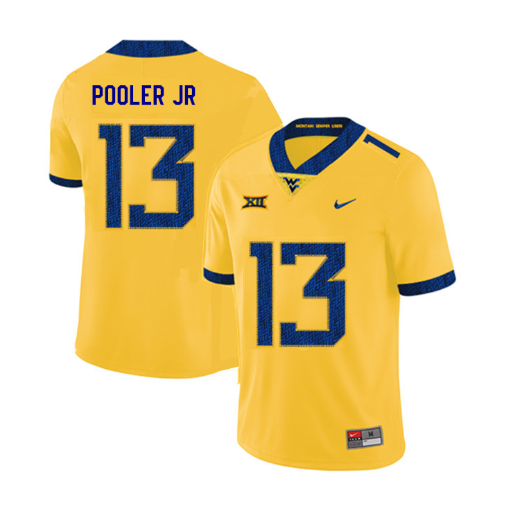 NCAA Men's Jeffery Pooler Jr. West Virginia Mountaineers Yellow #13 Nike Stitched Football College 2019 Authentic Jersey AK23M43MF